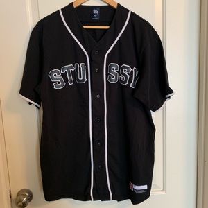 Black L Stussy baseball jersey